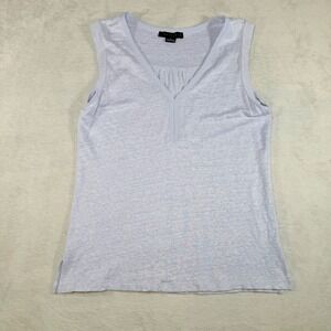 Sanctuary Womens 100% Linen V-Neck Sleeveless Tank Top Lavender Blue Medium M